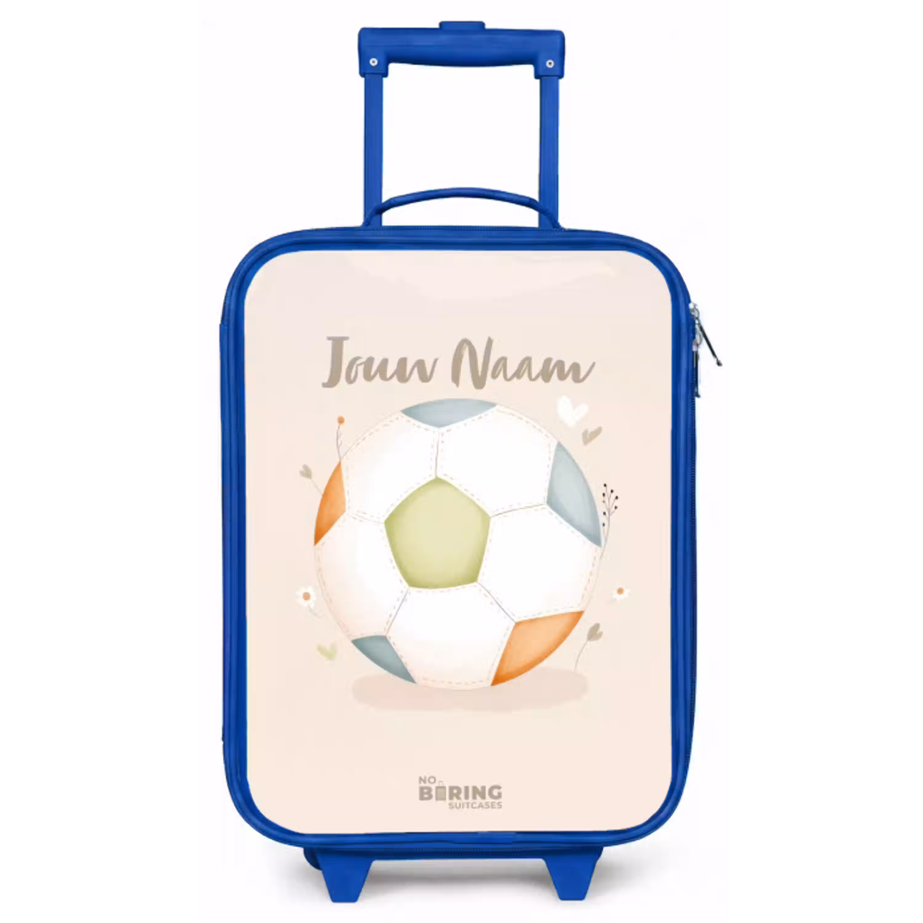 Voetbal in beige pastel kleuren Kinderkoffer - Blauw klein -zz3dotto