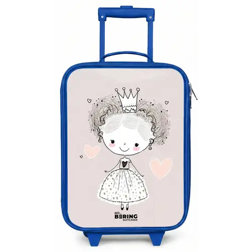 Prinses met krulletjes Kinderkoffer - Blauw klein -zz3dotto