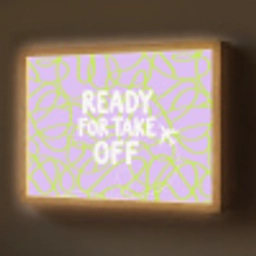 Ready for take off - Vliegtuig - Groen - Paars - Golvende lijnen Light Box met batterij (Wandlamp) middel -z3d_website