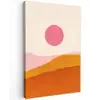 Zon - Heuvels - Abstract - Roze Tuinposter op houten frame 2 cm dik klein -3d