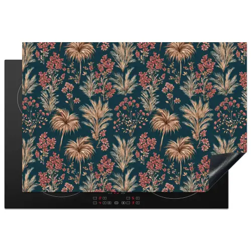 Botanisch - Patroon - Blauw Inductie beschermer vinyl 3mm klein 276 -3d