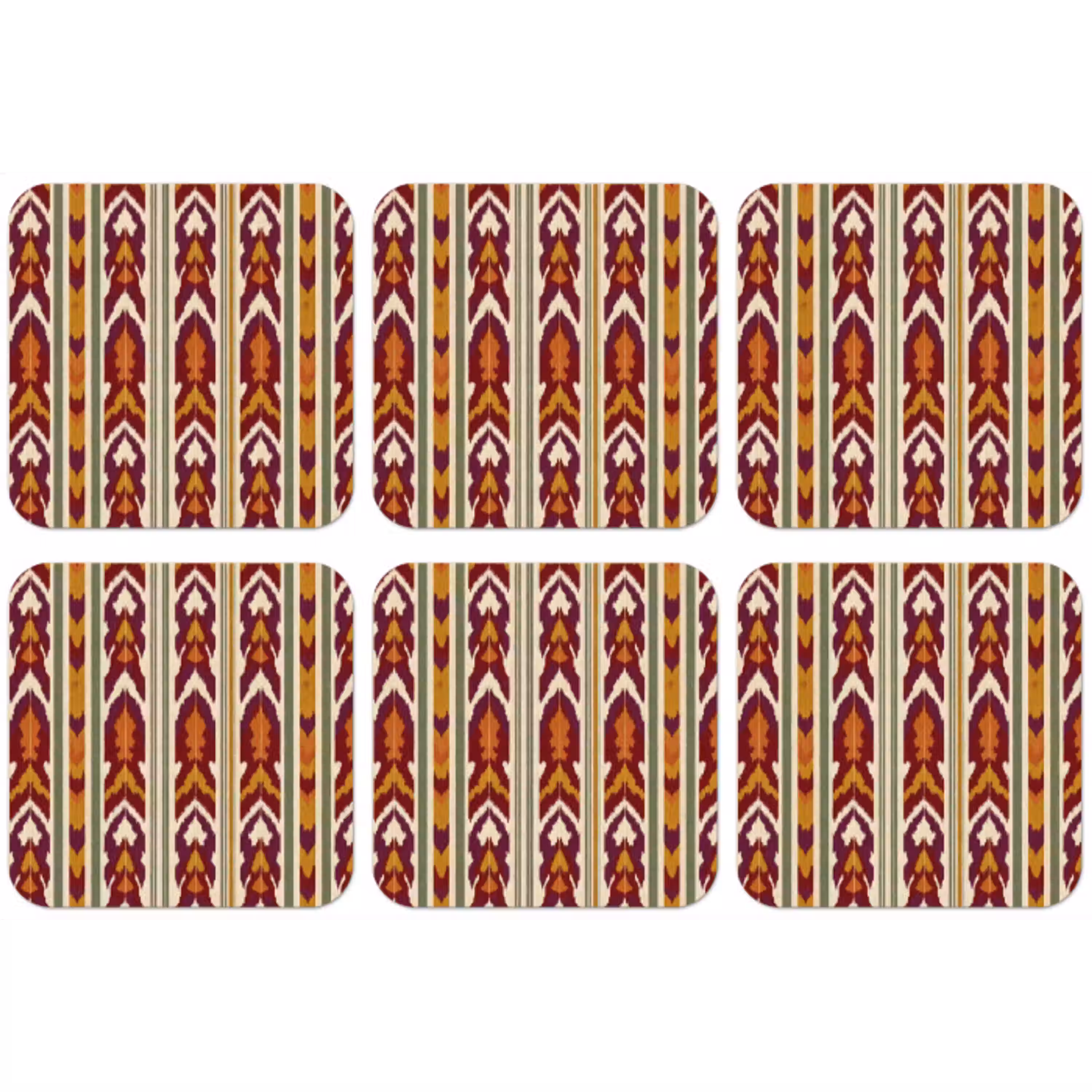 Ikat - Bordeauxrood - Etnisch - Patroon onderzetter kurk middel 366 -zkaufland3dotto
