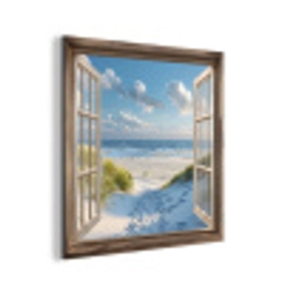 Doorkijk - Strand - Raam - Duinen - Zee aluminium wit klein -3d