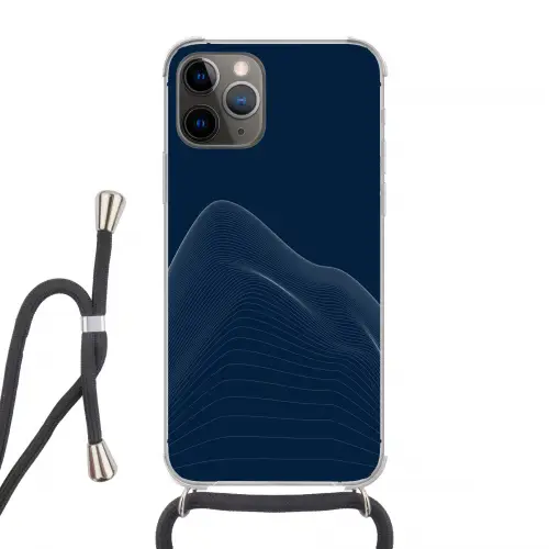 Lijnen - Abstract - Blauw - Wit Hoesje iPhone 12 Pro met koord klein -3d