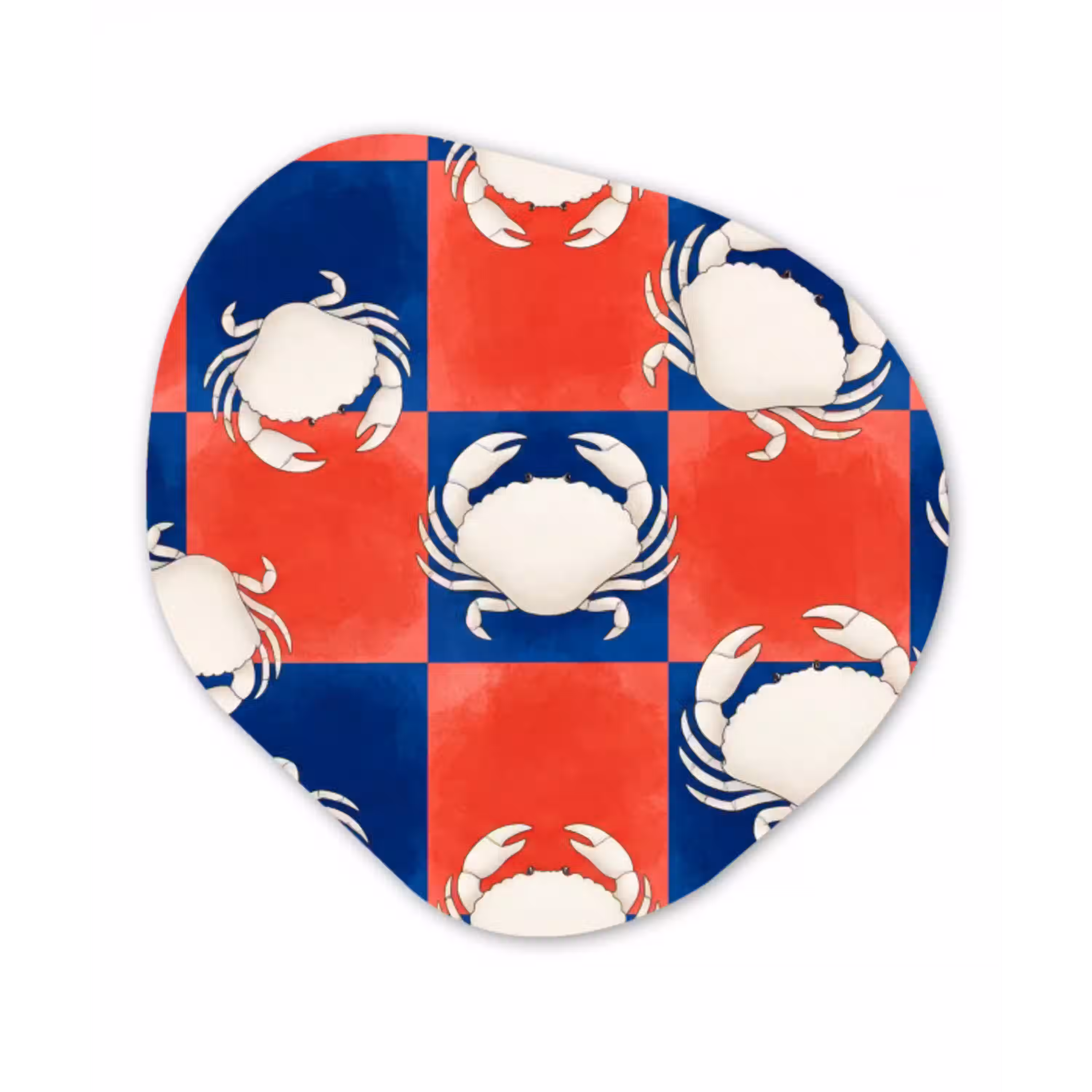 Patroon - Zeeleven - Rood - Blauw - Abstract Wandcirkel Organisch Aluminium middel -3d