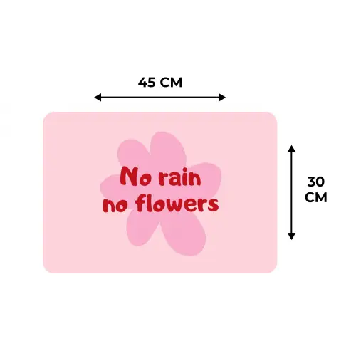 No rain no flowers - Bloem - Roze Placemat vinyl groot -specs