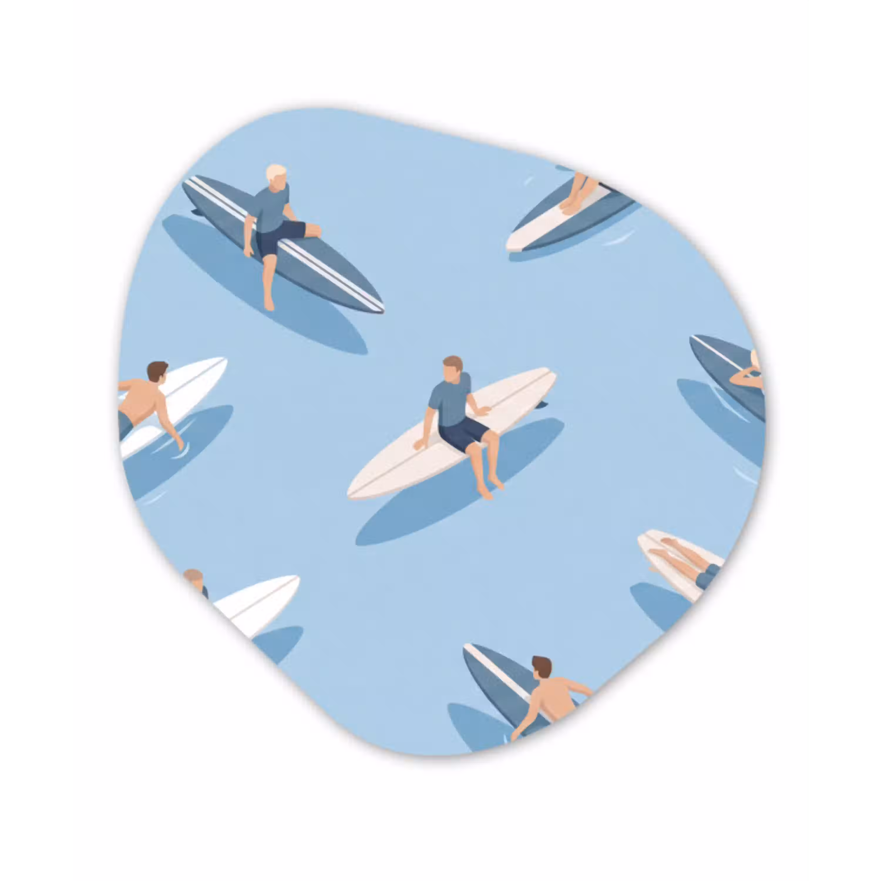 Mensen - Surfen - Water - Zomer - Illustratie Wandcirkel Organisch Forex 3mm klein -3d