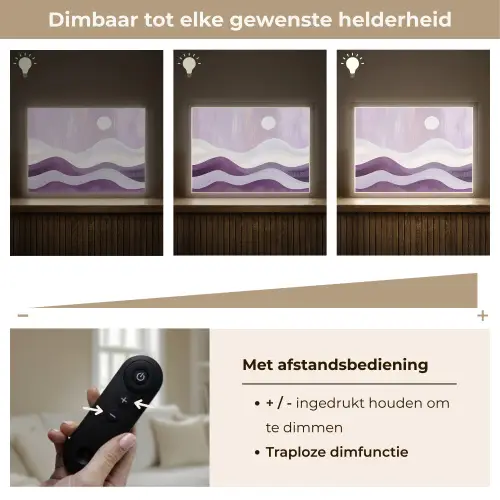 Golven - Heuvels - Abstract - Paars Light Box met batterij (Wandlamp) middel -USP_dimbaarNL