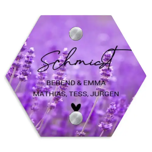 Lavendel - Sierlijk Naambord Hexagon klein -3d