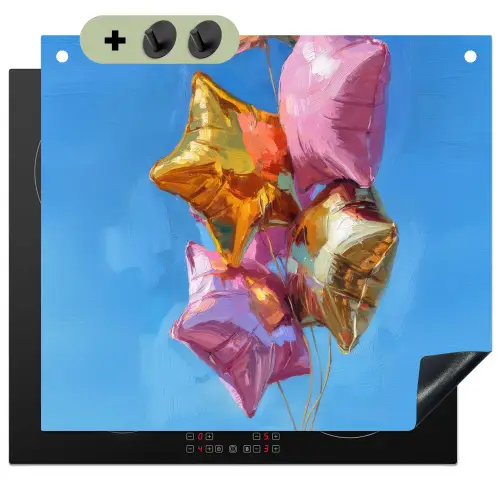 Ballonnen - Goud - Stervorm - Roze Inductie beschemer met haakjes middel -3d