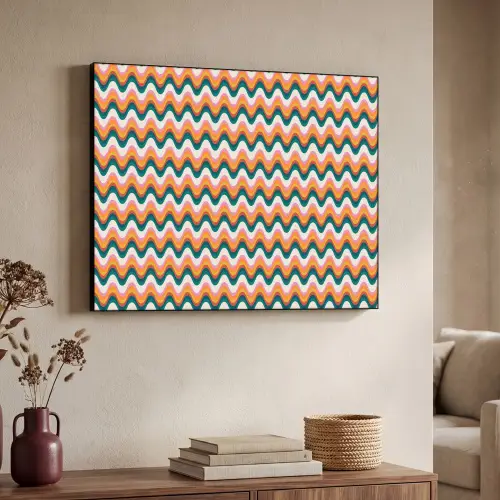 Retro - Disco - Golven - Kleur Textielframe zwart klein 947 -sfeer3