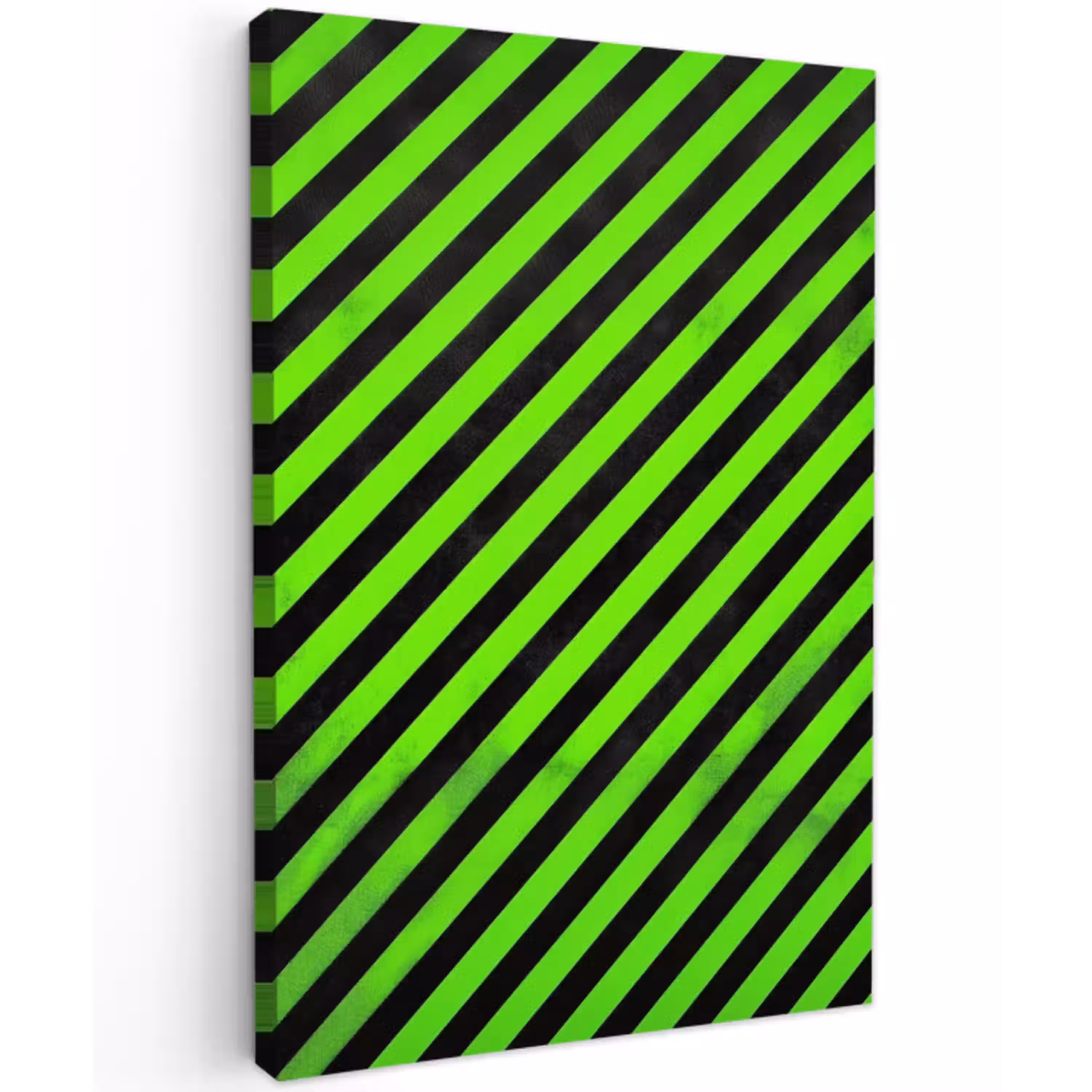 Gaming - Strepen - Schuin - Groen Tuinposter op houten frame 2 cm dik middel -3d