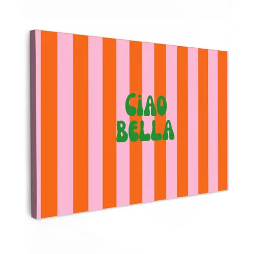 Strepen - Oranje - Verticaal - Ciao bella Tuinposter op houten frame 2 cm dik klein -3d