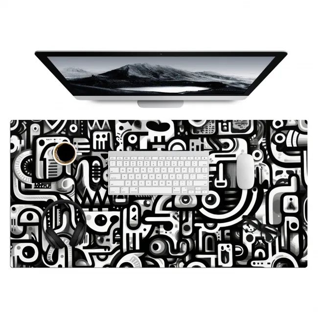 Desk Mat - Symbols - Abstract - Graphic - Black