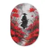 Rode bloemen - mistig - Man Wandcirkel Ovaal Forex klein -3d