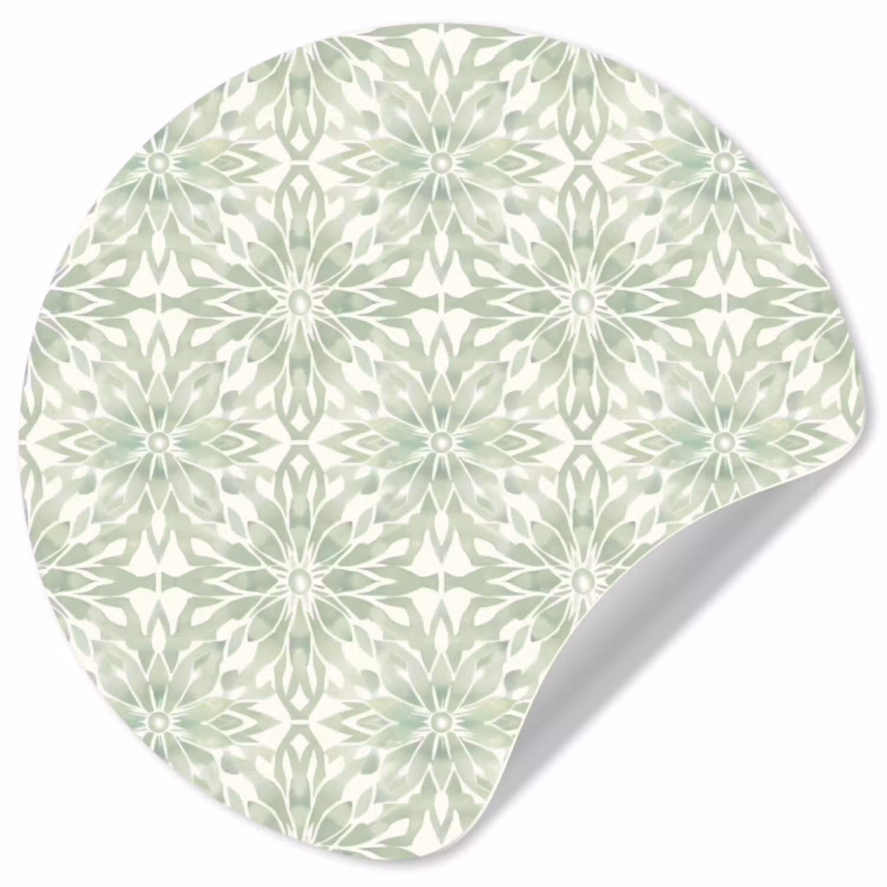 Saliegroen - Symmetrisch - Mandala - Ornament - Patroon Wandcirkel behangsticker klein 186 -3d