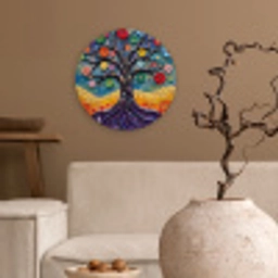 Levensboom - Mozaïek - Bloemen - Kleurrijk - Vrolijk Wandcirkel kunststof plaat 5mm dik klein -sfeer1
