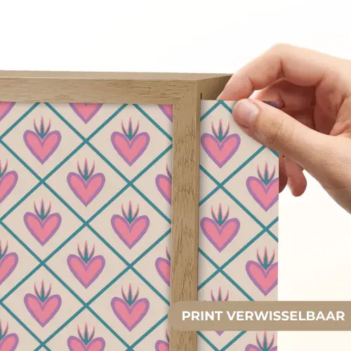 Retro - Ruit - Hartjes - Patroon Light Box met batterij (Wandlamp) middel 907 -USP_websiteprintNL