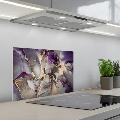 Goud - Paars - Marmer keuken achterwand spatscherm klein -3d_schuin