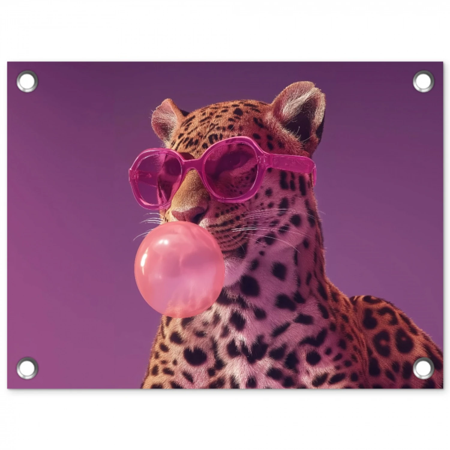 Panter - Zonnebril - Kauwgombel - Roze tuinposter los doek klein -3d