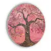 Boom - Levensboom - Roze - Goud Akoestische PET Vilt - Rond klein -3d
