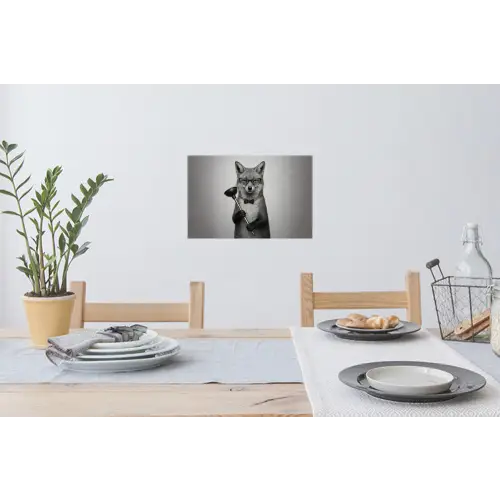 Vos - WC-ontstopper - Zwart - Wit Muursticker klein -eettafel
