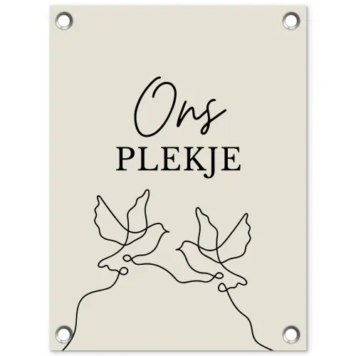 Ons Plekje met Vogels tuinposter los doek klein -3d