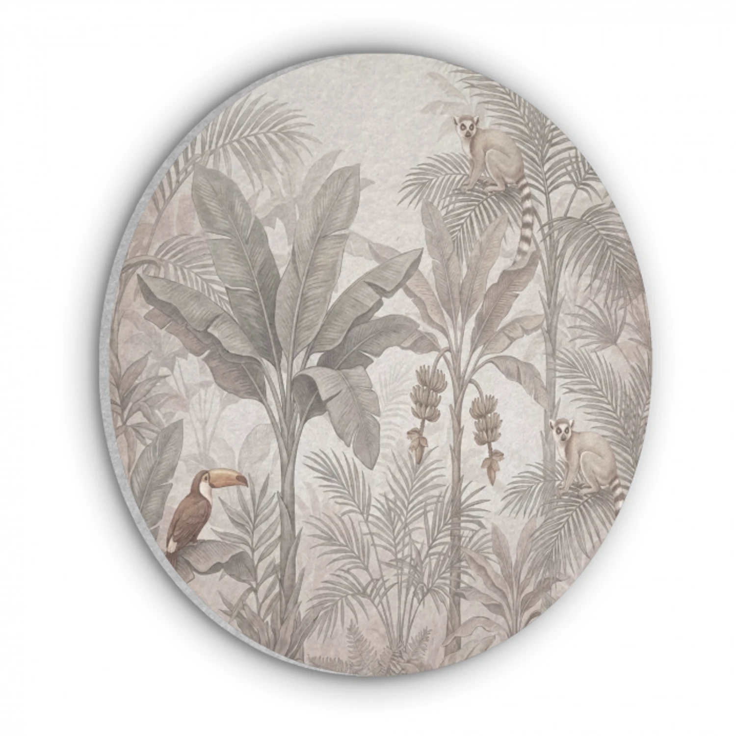Natuur - Jungle - Ringstaartmaki - Bruin Akoestische PET Vilt - Rond klein -3d
