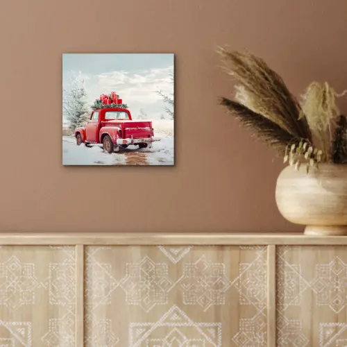 Auto - Rood - Cadeaus - Winter - Sneeuw - Kerst aluminium wit klein -sfeer4