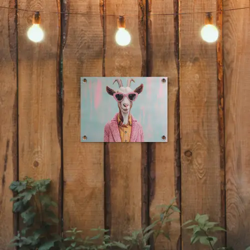 Zonnebril - Roze - Geit - Horen tuinposter los doek klein -sfeer1