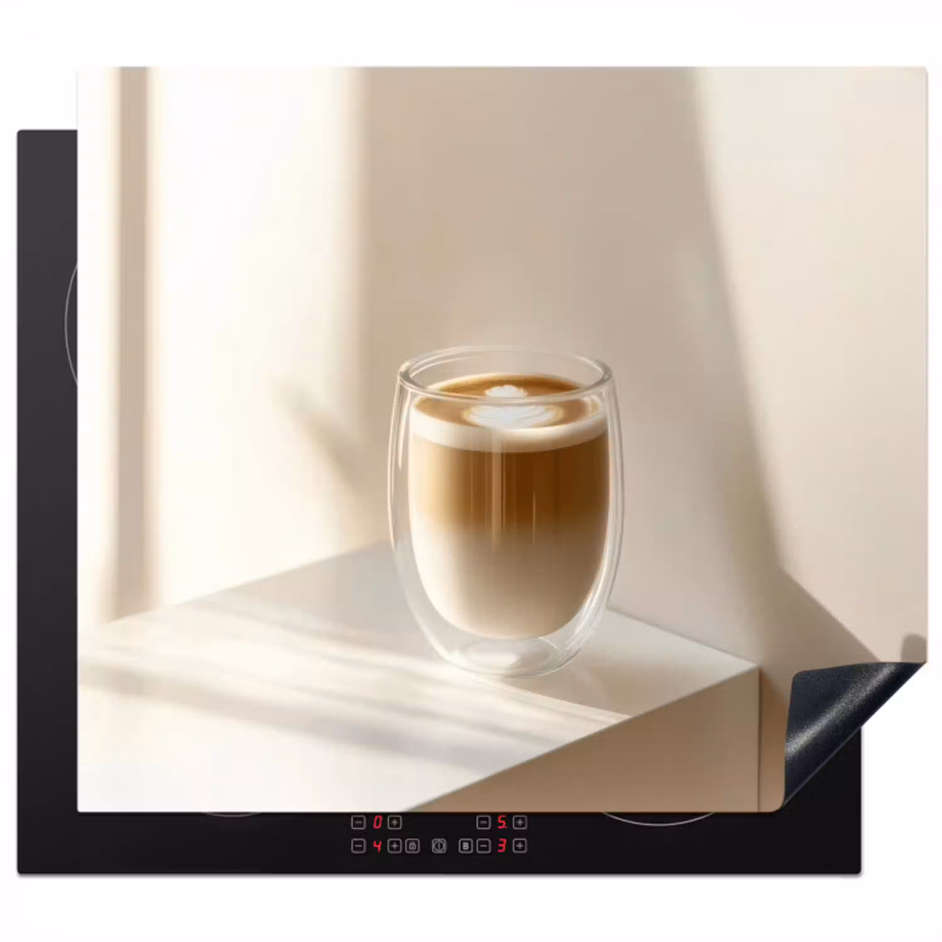 Mok - Latte - Minimalistisch - Schaduw Inductie beschermer vinyl 3mm middel -3d