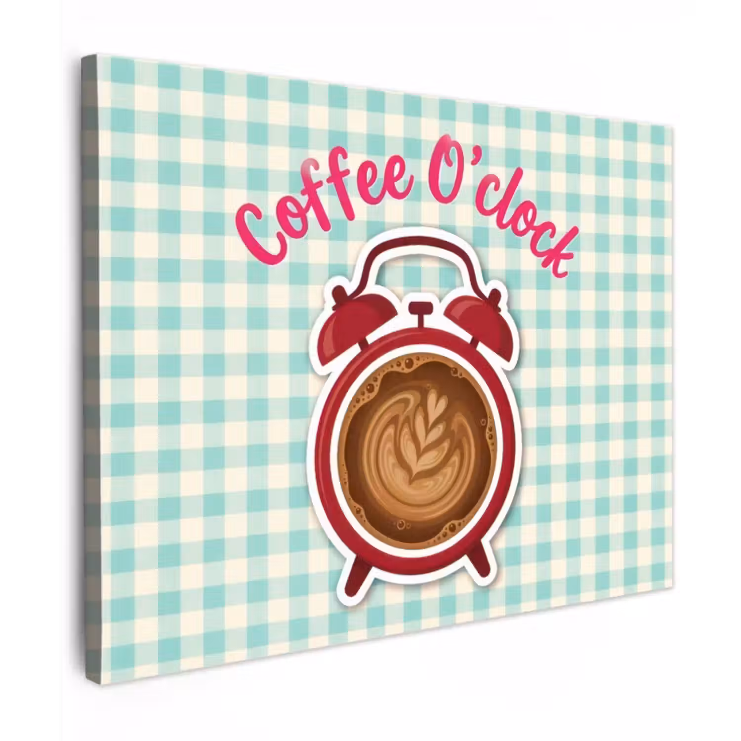 Canvas schilderij - Koffie - Klok - Groen