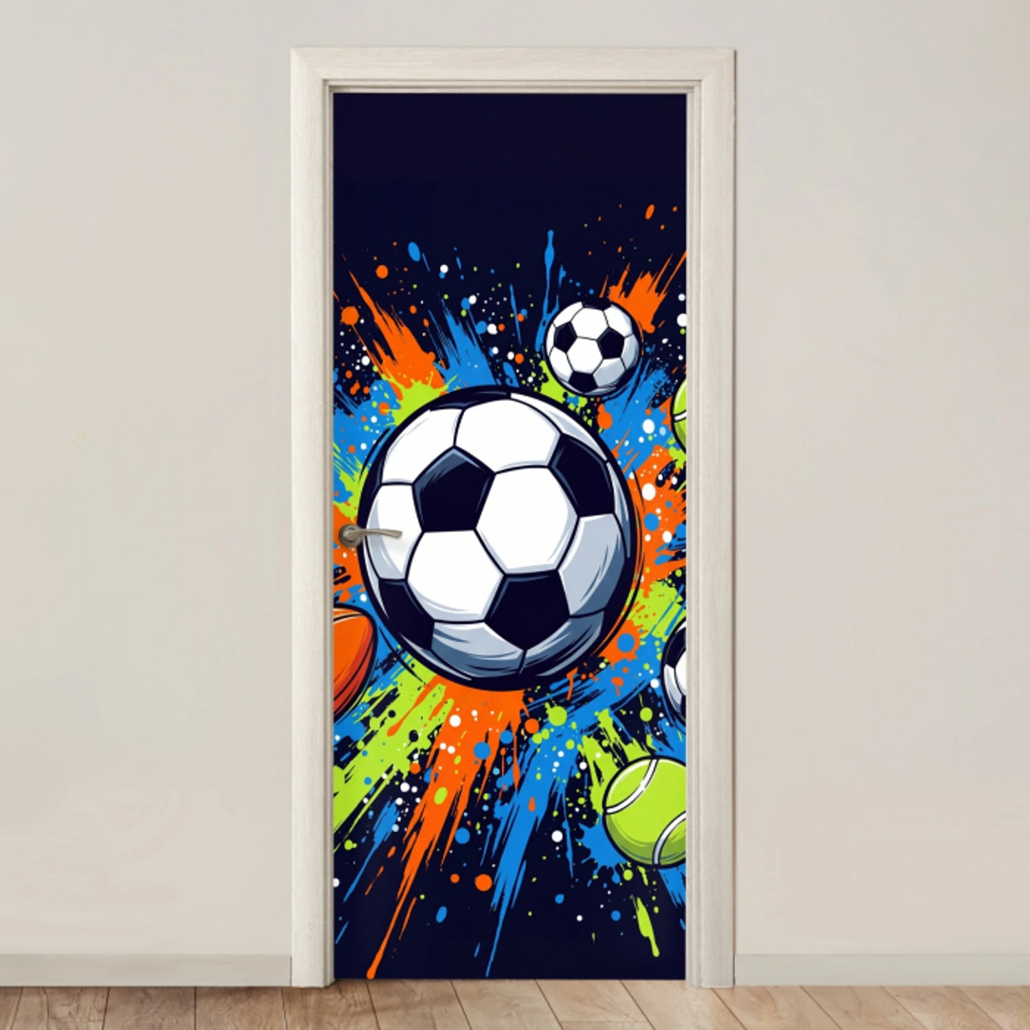 Sport - Ballen - Kleurrijk deurposter klein -3d_beige