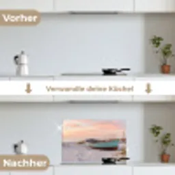 Rustiek - Roeiboot - Zandstrand keuken achterwand spatscherm klein -voor_na_DE