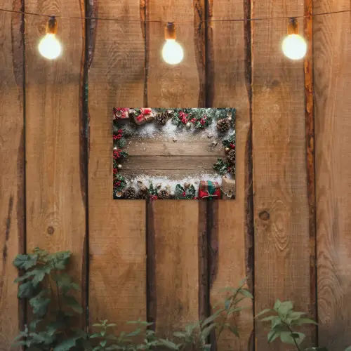 Kerstdecoratie - Geschenken - Hout - Veelkleurig tuinposter los doek klein -sfeer1