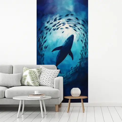 Walvis - Vissen - Donkerblauw fotobehang vinyl groot -woonkamer