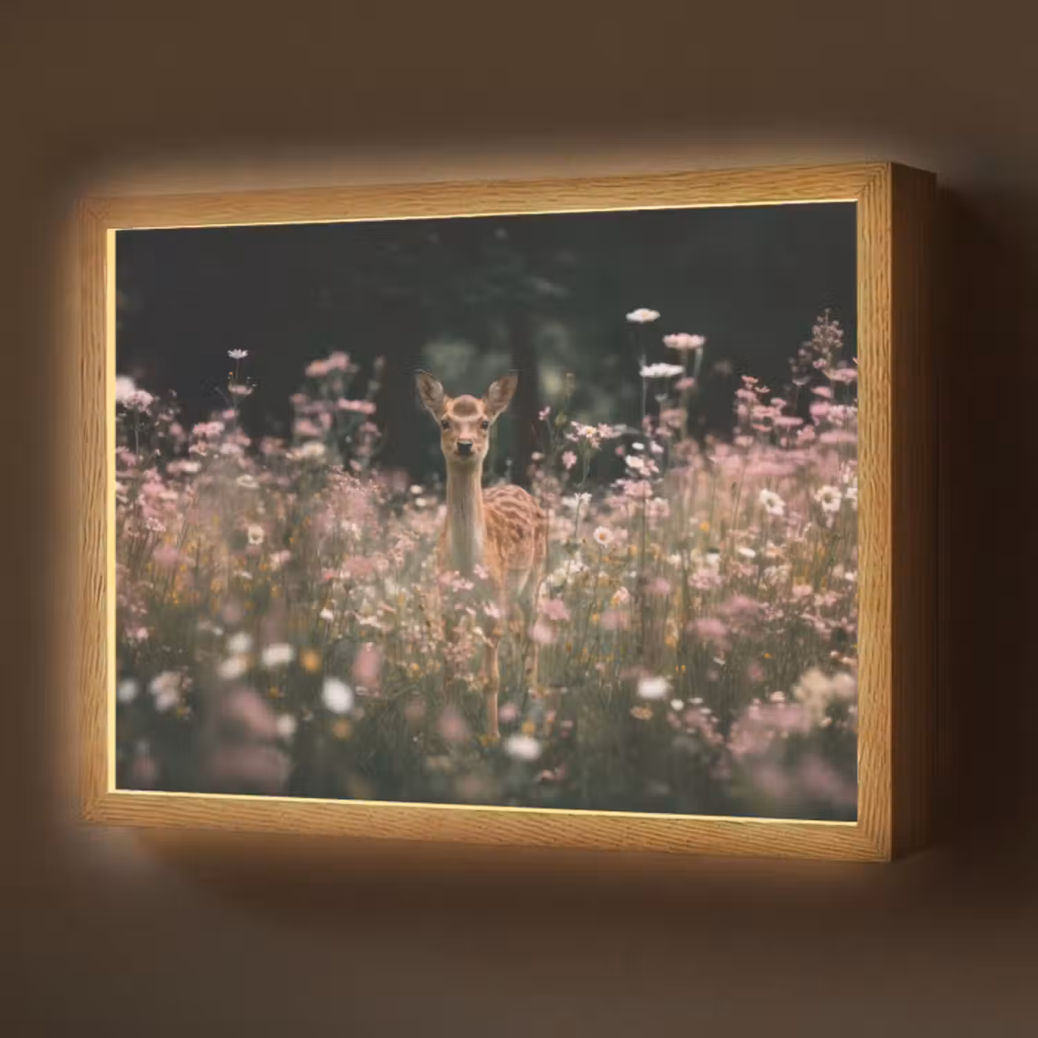 Lightbox - Wandlamp - Hert - Wilde bloemen - Bos