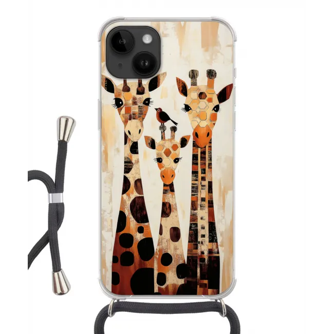 Handyhülle mit Band - Giraffen - Cartoon - Creme