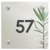 Lichtbeige met plant - Traditioneel Naambord Vierkant klein -3d