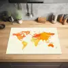 Wereldkaart - Oranje - Kleurrijk Inductie beschermer vinyl 3mm klein -sfeer5