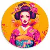 Bloemen - Vrouw - Kimono - Roze Wandcirkel plexiglas klein -3d
