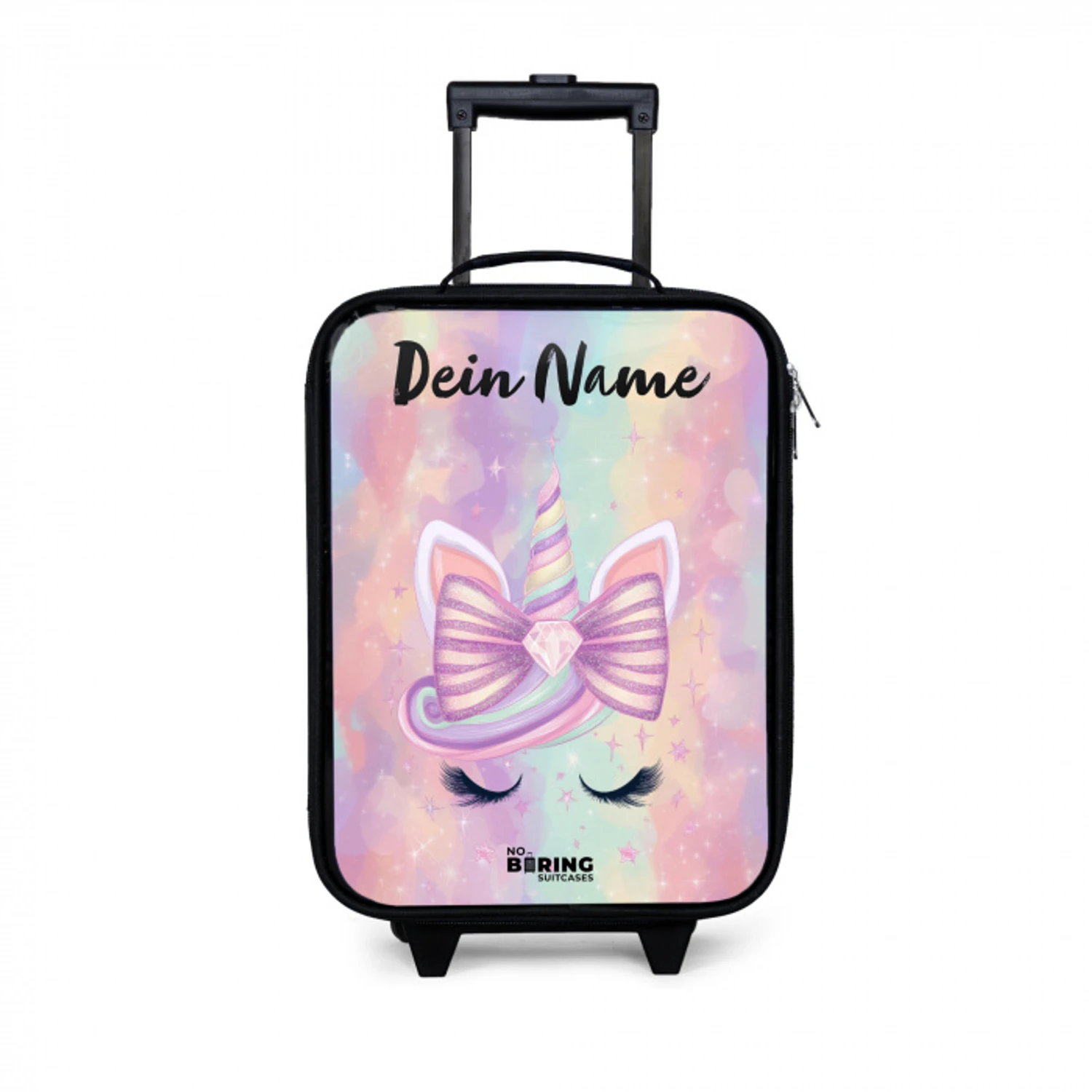 Eenhoorn - Glitters - Regenboog - Pastel Kinderkoffer - Zwart klein -3d