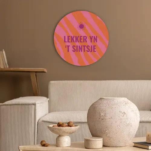 Quote - Zomer - Roze Akoestische PET Vilt - Rond klein -sfeer1