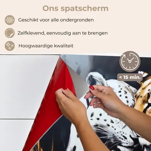 Luipaard - Oranje - Wit - Gras keuken achterwand spatscherm klein -spatscherm_NL