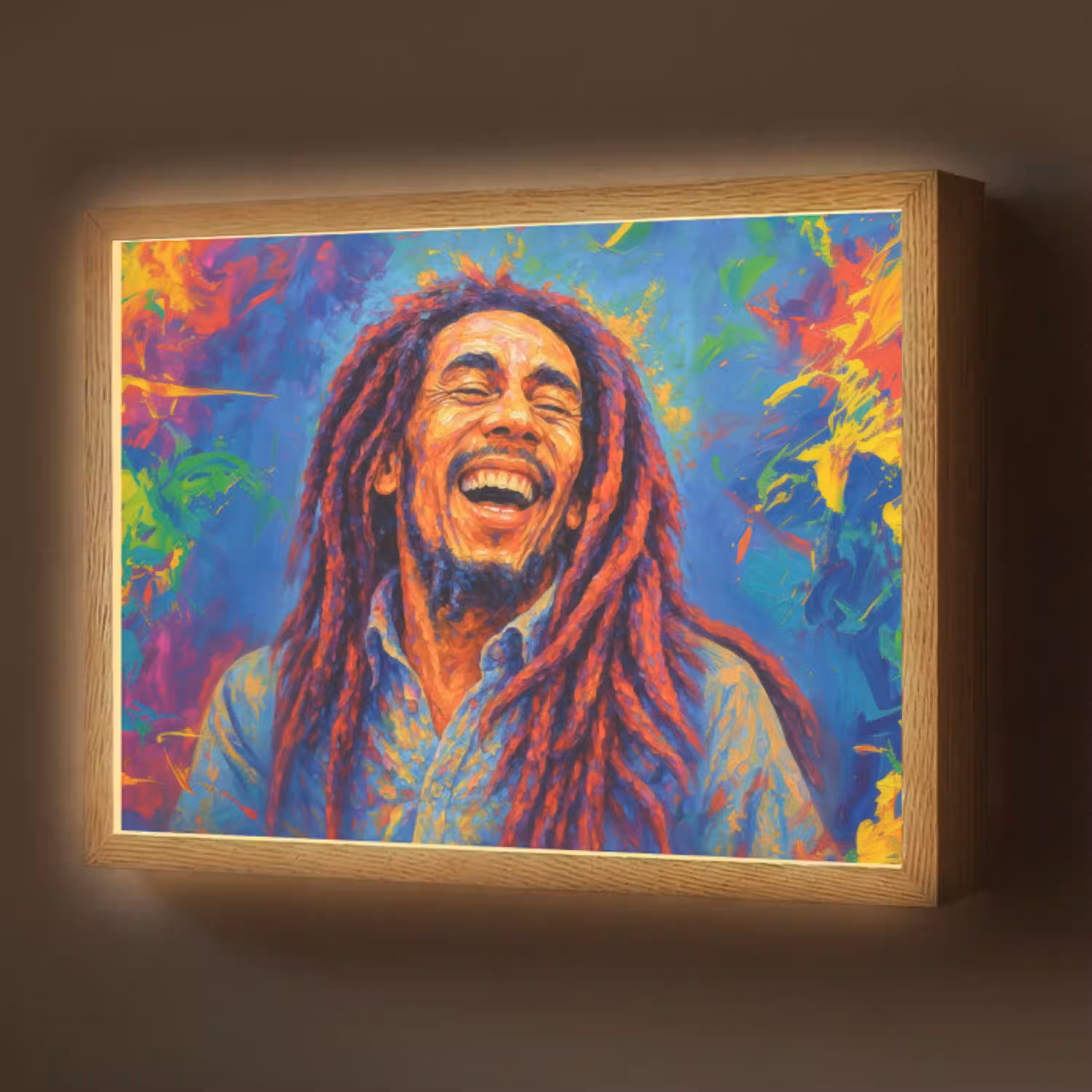 Regenboogkleuren - Man - schilderij Light Box met batterij (Wandlamp) middel -z3d_website