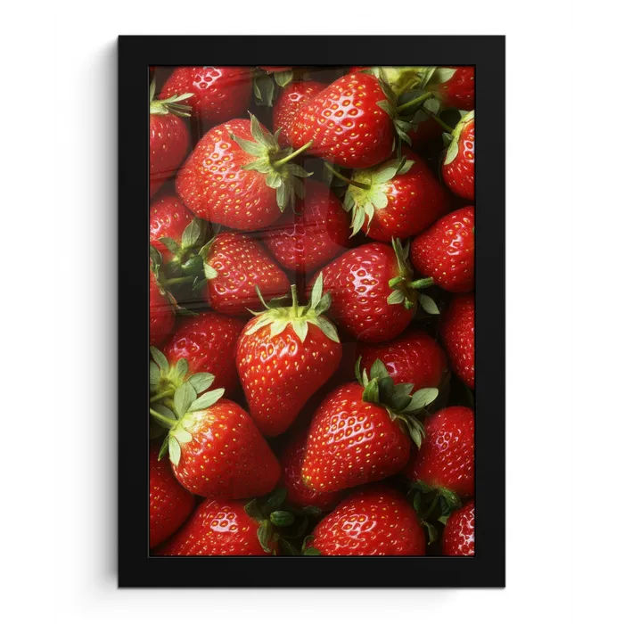 Aardbei - Fruit - Rood fotolijst zwart zonder passe partout klein -3d