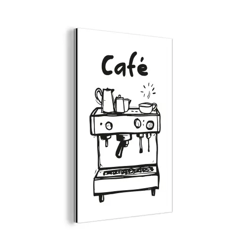 Illustratie - Café - Koffiemachine - Kopjes aluminium wit klein -3d