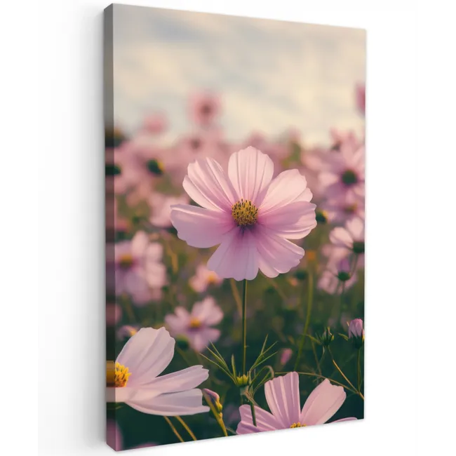 Bloemen - Paars - Wazig Tuinposter op houten frame 2 cm dik klein -3d