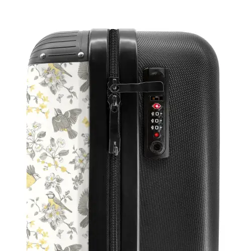 Klassiek vogel en bloemen patroon geel NBS - Handbagage koffer - Kinderen Unisex middel -slot