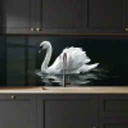 Zwaan - Water - Natuur - Realistisch - Wit keuken achterwand 2 middel -sfeer1